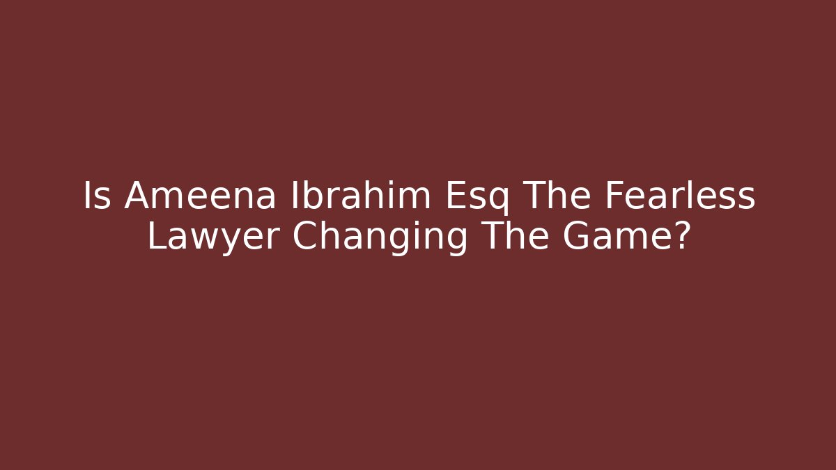Is Ameena Ibrahim Esq The Fearless Lawyer Changing The Game?