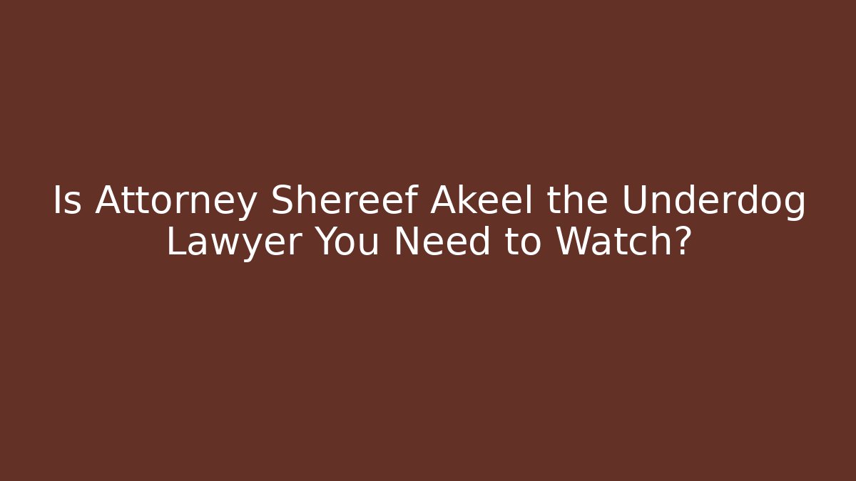 Is Attorney Shereef Akeel the Underdog Lawyer You Need to Watch?