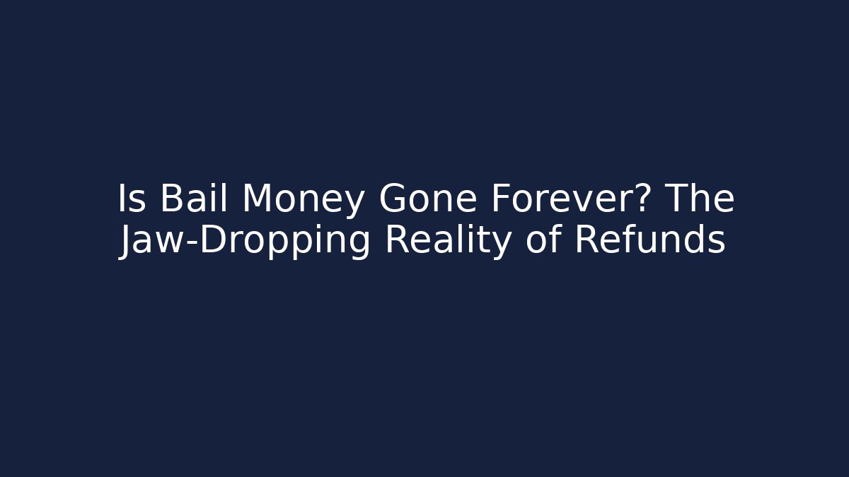 Is Bail Money Gone Forever? The Jaw-Dropping Reality of Refunds