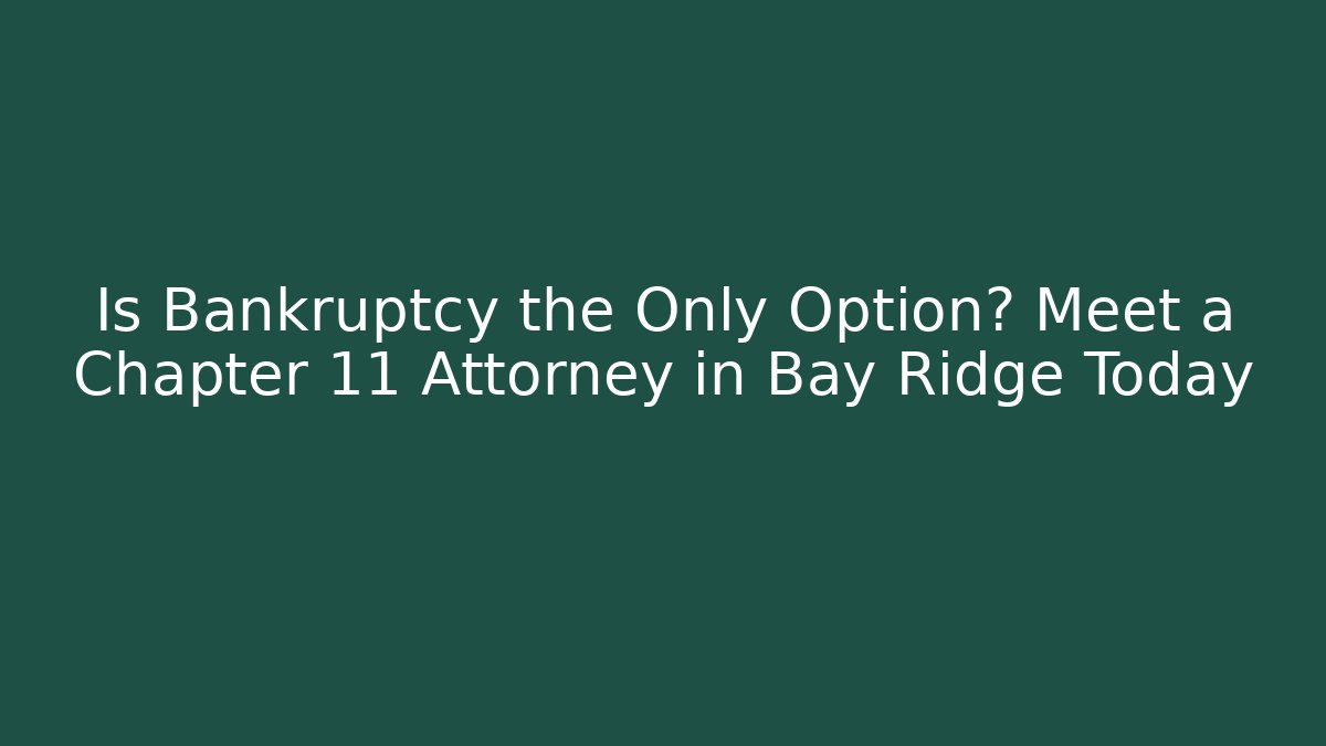Is Bankruptcy the Only Option? Meet a Chapter 11 Attorney in Bay Ridge Today