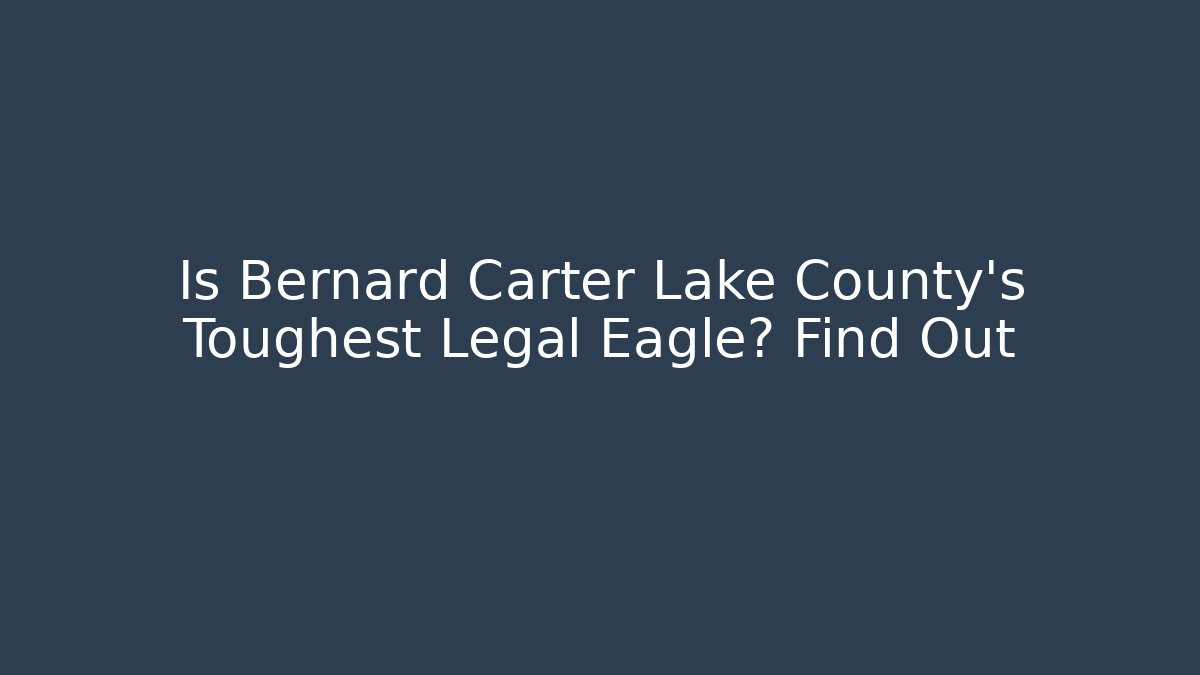 Is Bernard Carter Lake County's Toughest Legal Eagle? Find Out