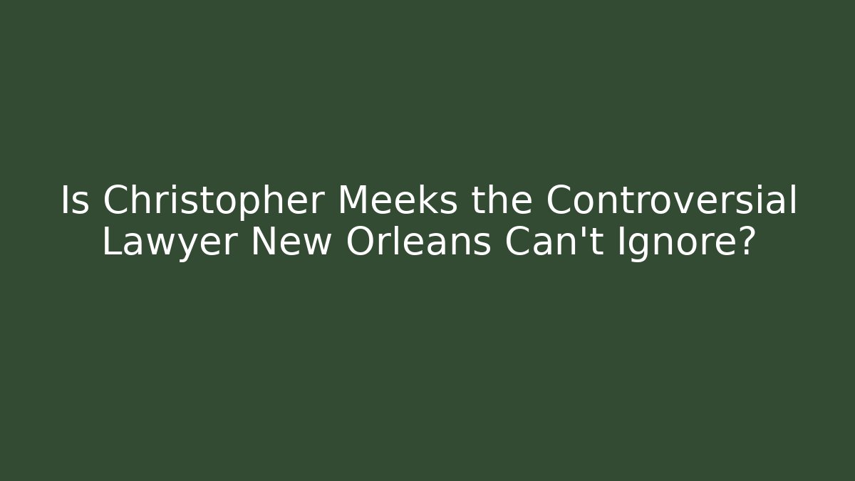 Is Christopher Meeks the Controversial Lawyer New Orleans Can't Ignore?