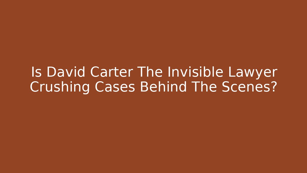 Is David Carter The Invisible Lawyer Crushing Cases Behind The Scenes?