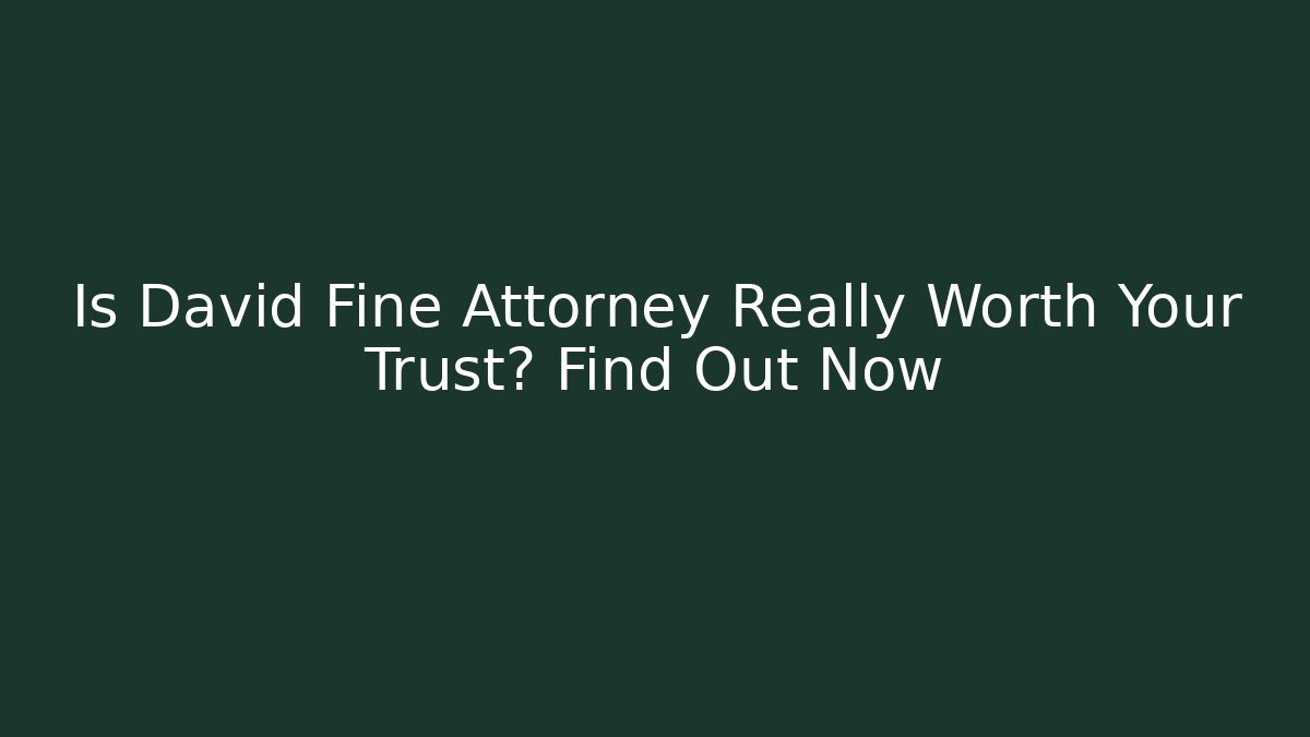 Is David Fine Attorney Really Worth Your Trust? Find Out Now