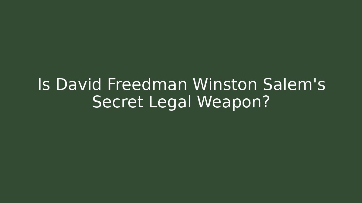 Is David Freedman Winston Salem's Secret Legal Weapon?