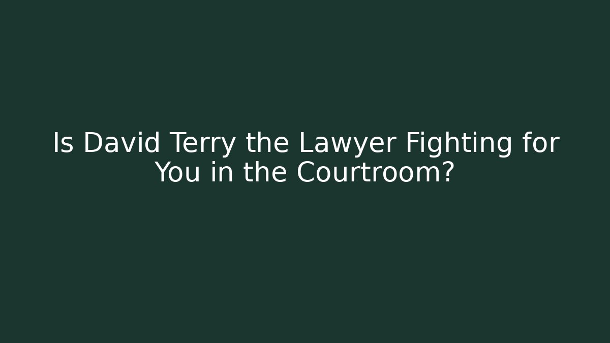Is David Terry the Lawyer Fighting for You in the Courtroom?