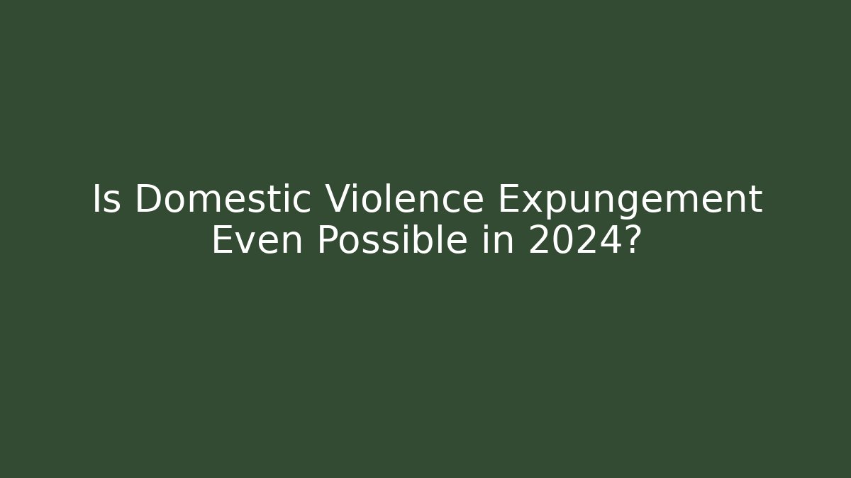 Is Domestic Violence Expungement Even Possible in 2024?