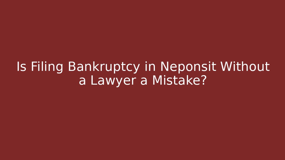 Is Filing Bankruptcy in Neponsit Without a Lawyer a Mistake?