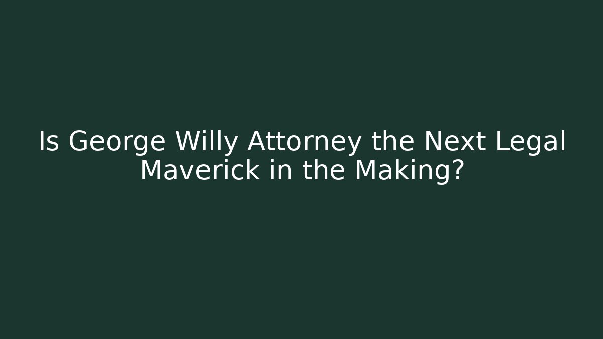 Is George Willy Attorney the Next Legal Maverick in the Making?