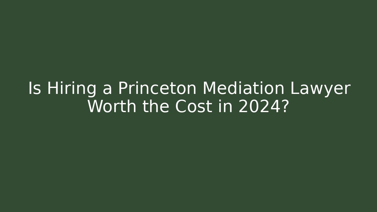 Is Hiring a Princeton Mediation Lawyer Worth the Cost in 2024?