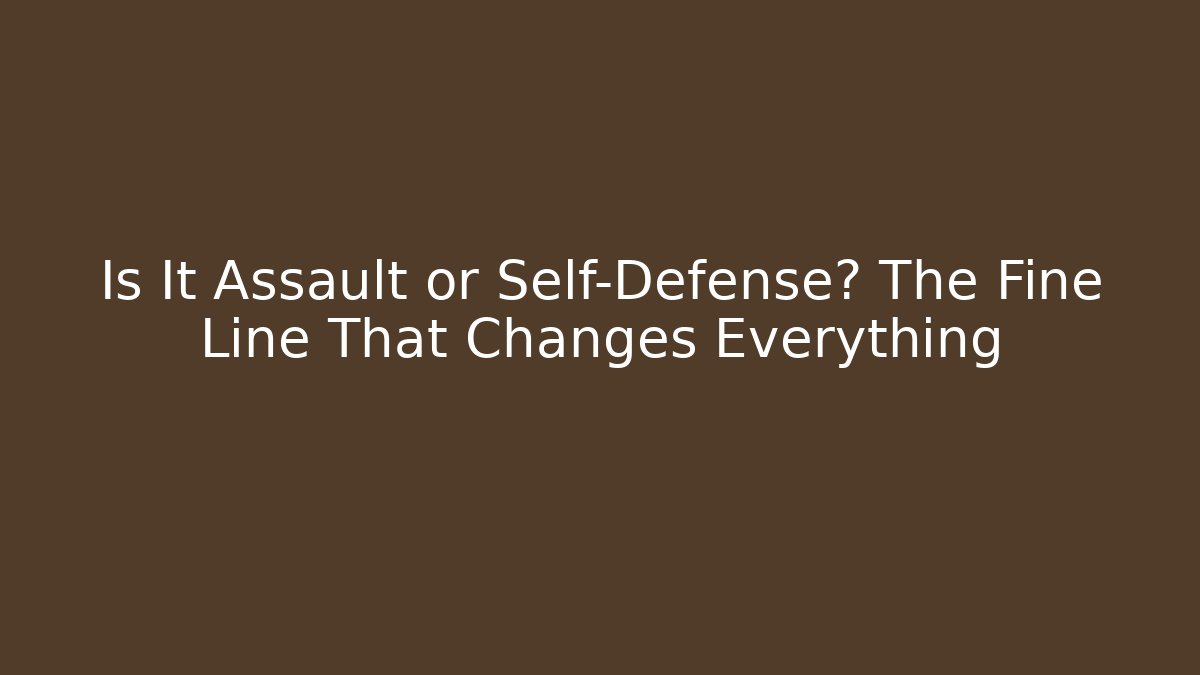 Is It Assault or Self-Defense? The Fine Line That Changes Everything - WealthxGroup
