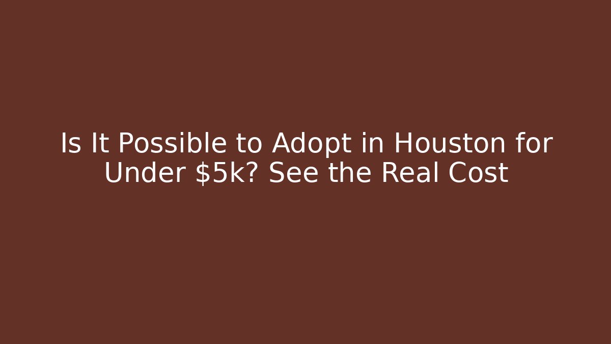 Is It Possible to Adopt in Houston for Under $5k? See the Real Cost