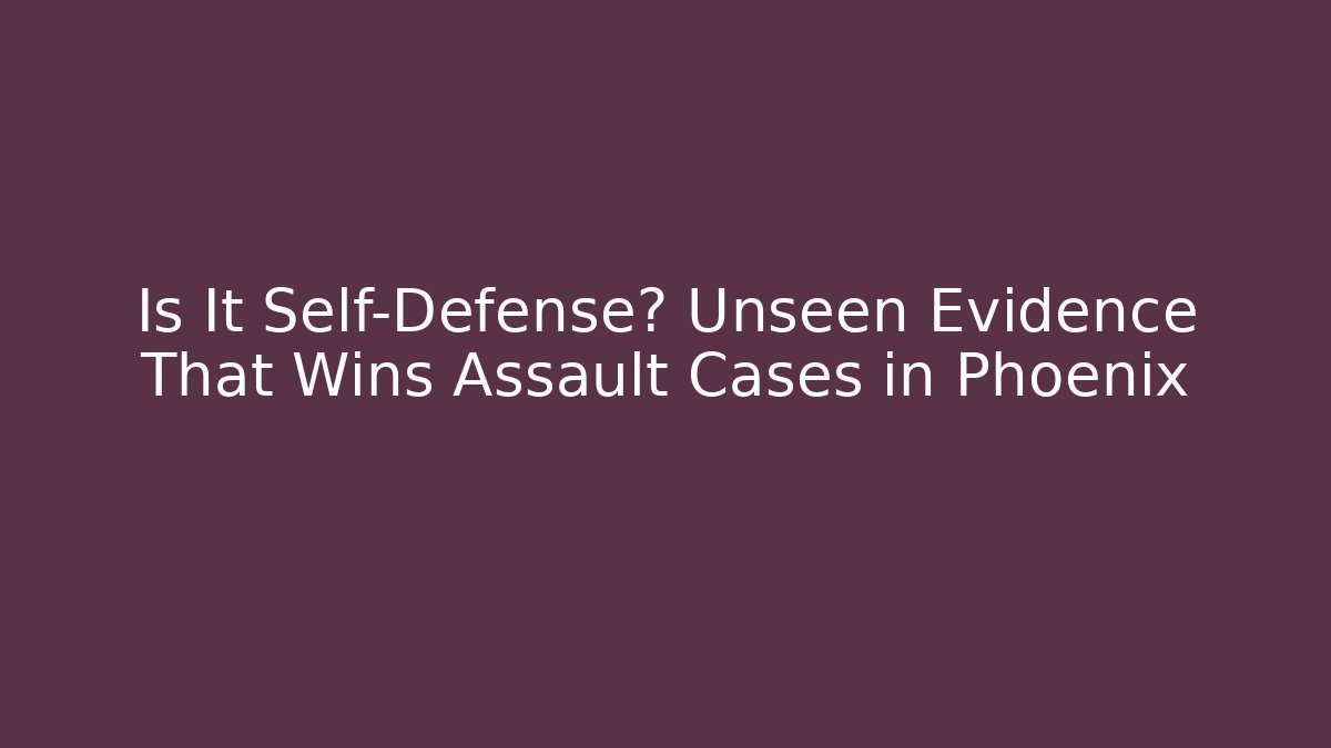 Is It Self-Defense? Unseen Evidence That Wins Assault Cases in Phoenix