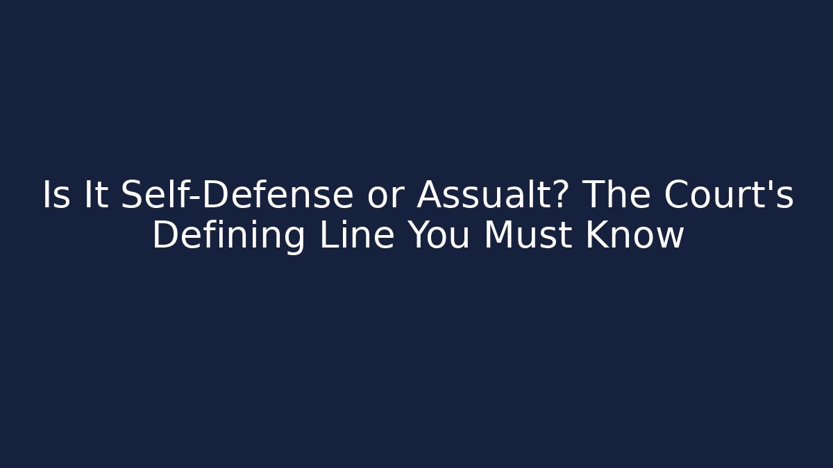 Is It Self-Defense or Assualt? The Court's Defining Line You Must Know