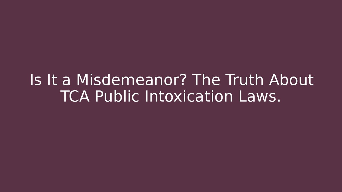 Is It a Misdemeanor? The Truth About TCA Public Intoxication Laws.