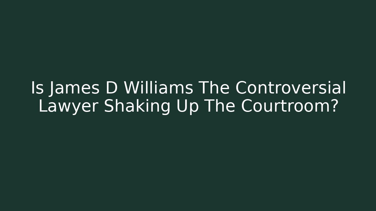 Is James D Williams The Controversial Lawyer Shaking Up The Courtroom?