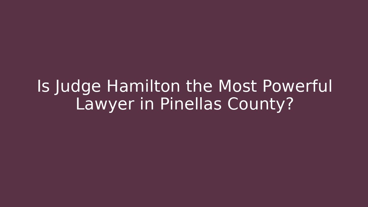 Is Judge Hamilton the Most Powerful Lawyer in Pinellas County?