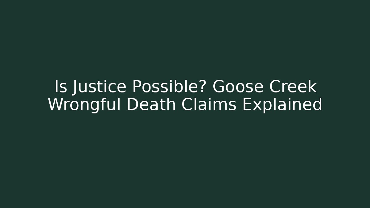 Is Justice Possible? Goose Creek Wrongful Death Claims Explained