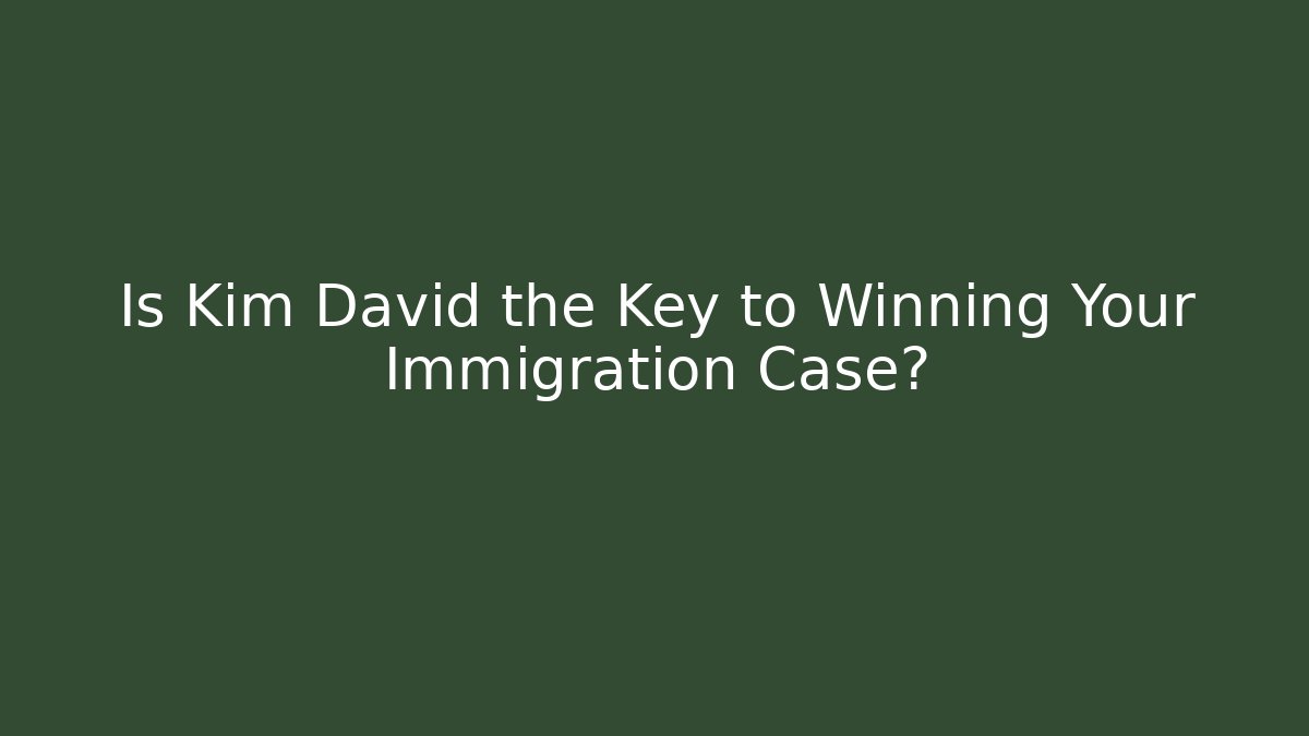 Is Kim David the Key to Winning Your Immigration Case?