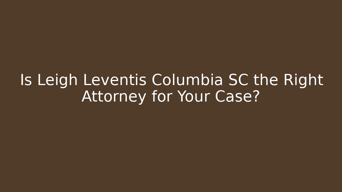 Is Leigh Leventis Columbia SC the Right Attorney for Your Case? - WealthxGroup