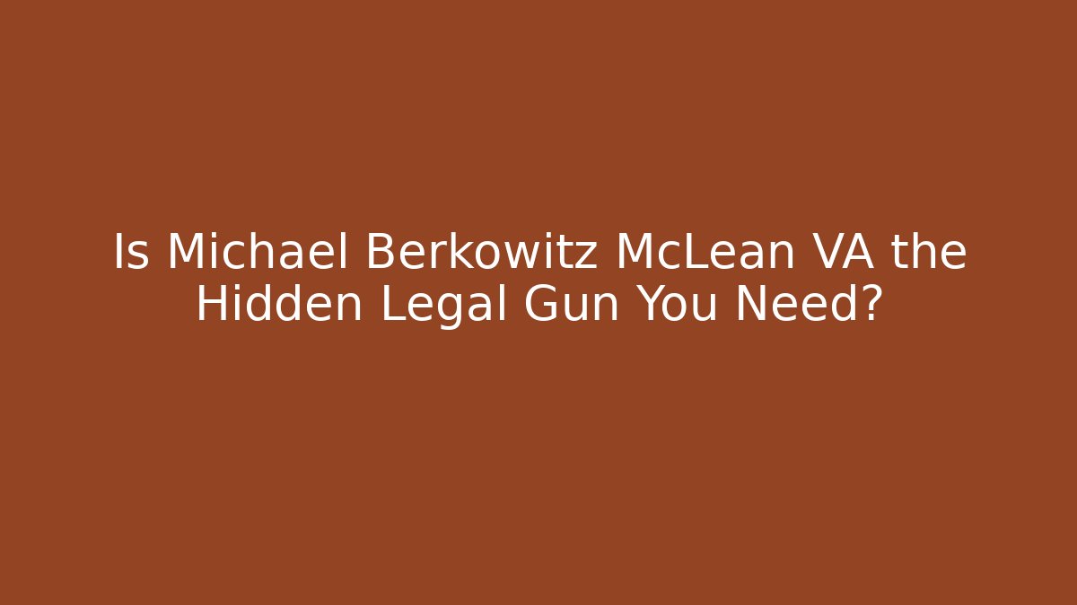 Is Michael Berkowitz McLean VA the Hidden Legal Gun You Need?