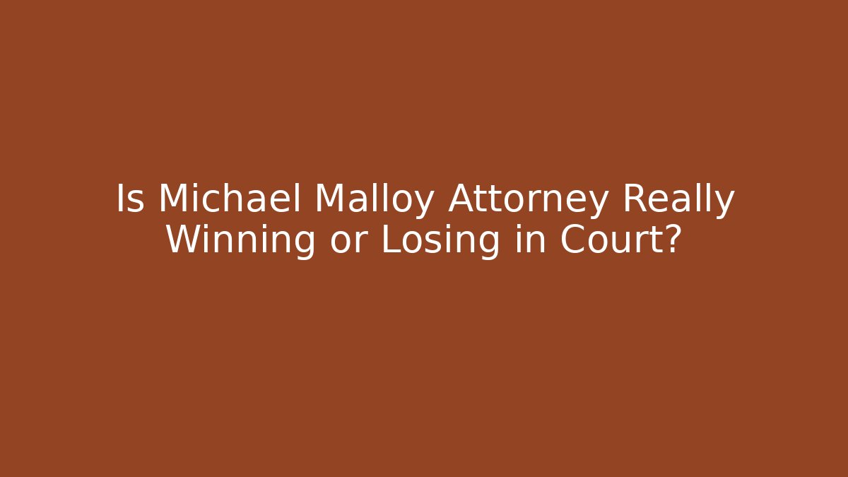 Is Michael Malloy Attorney Really Winning or Losing in Court?