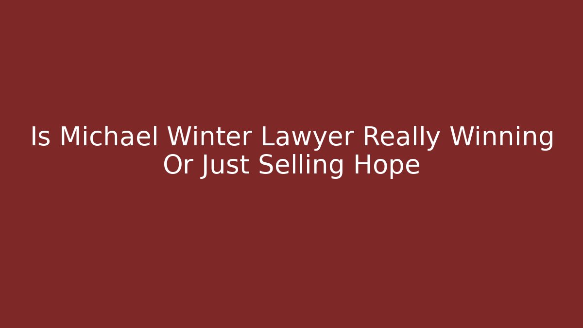 Is Michael Winter Lawyer Really Winning Or Just Selling Hope