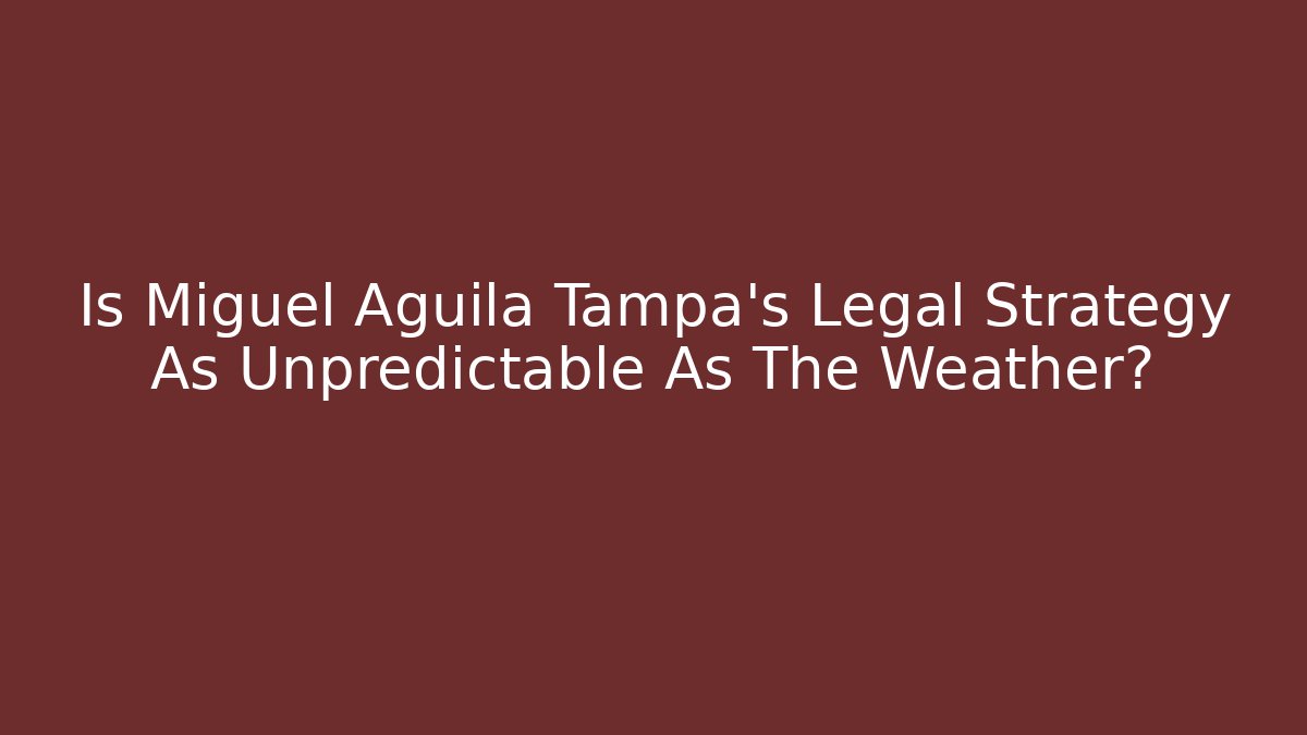 Is Miguel Aguila Tampa's Legal Strategy As Unpredictable As The Weather?