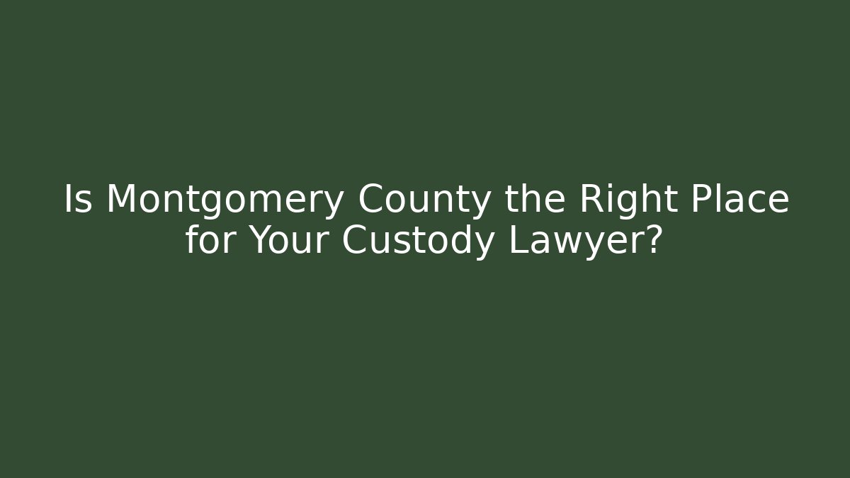 Is Montgomery County the Right Place for Your Custody Lawyer? - WealthxGroup