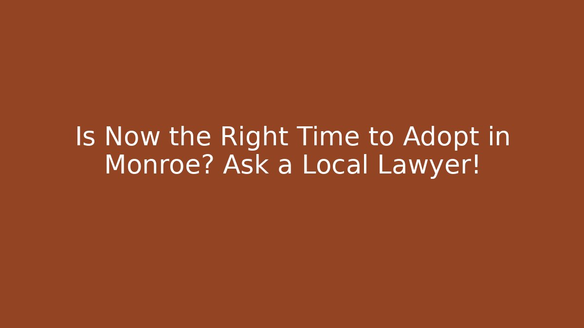 Is Now the Right Time to Adopt in Monroe? Ask a Local Lawyer!