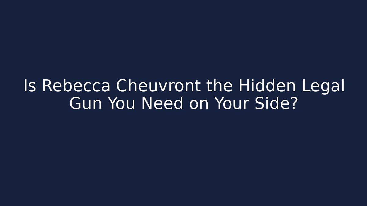 Is Rebecca Cheuvront the Hidden Legal Gun You Need on Your Side?