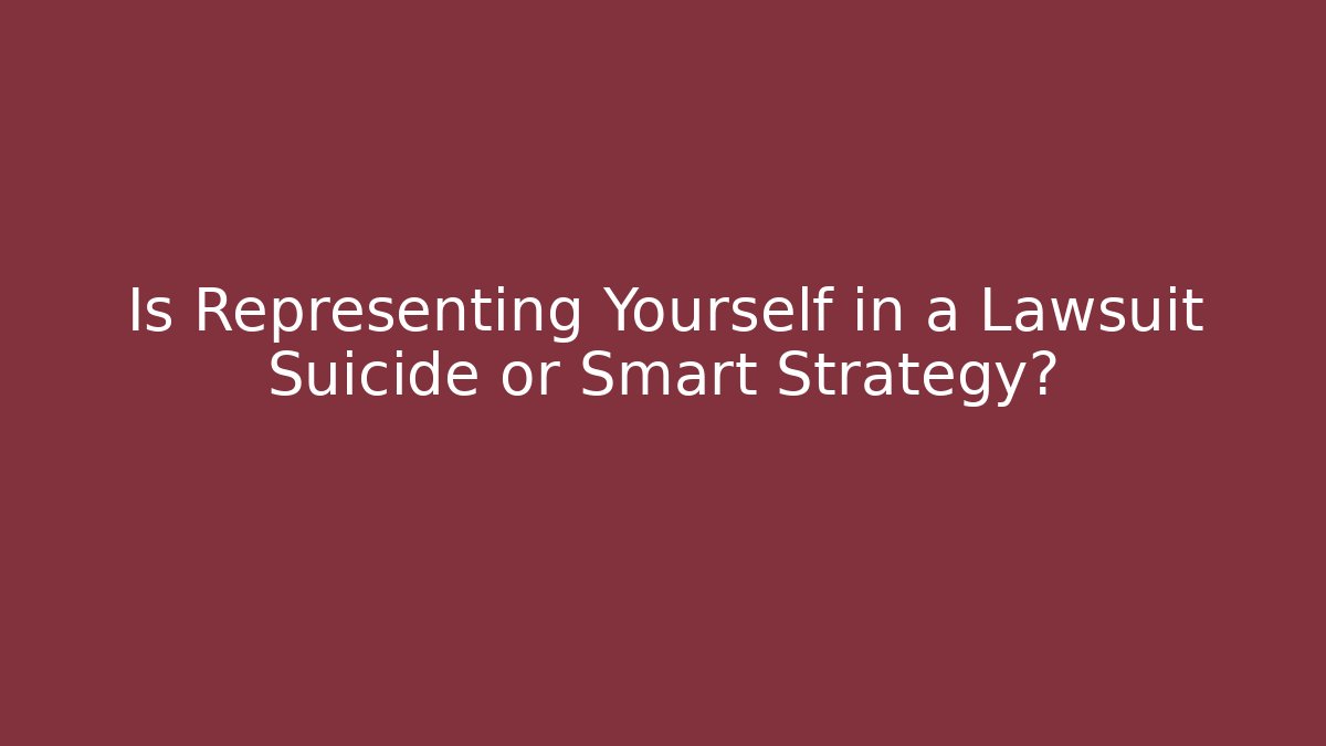 Is Representing Yourself in a Lawsuit Suicide or Smart Strategy?