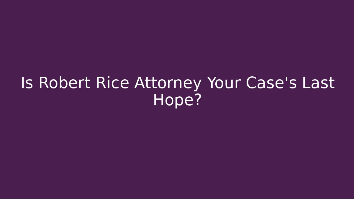 Is Robert Rice Attorney Your Case's Last Hope?