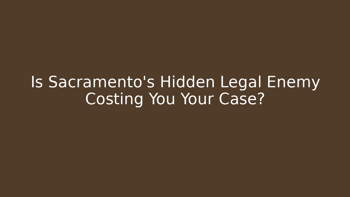 Is Sacramento's Hidden Legal Enemy Costing You Your Case?