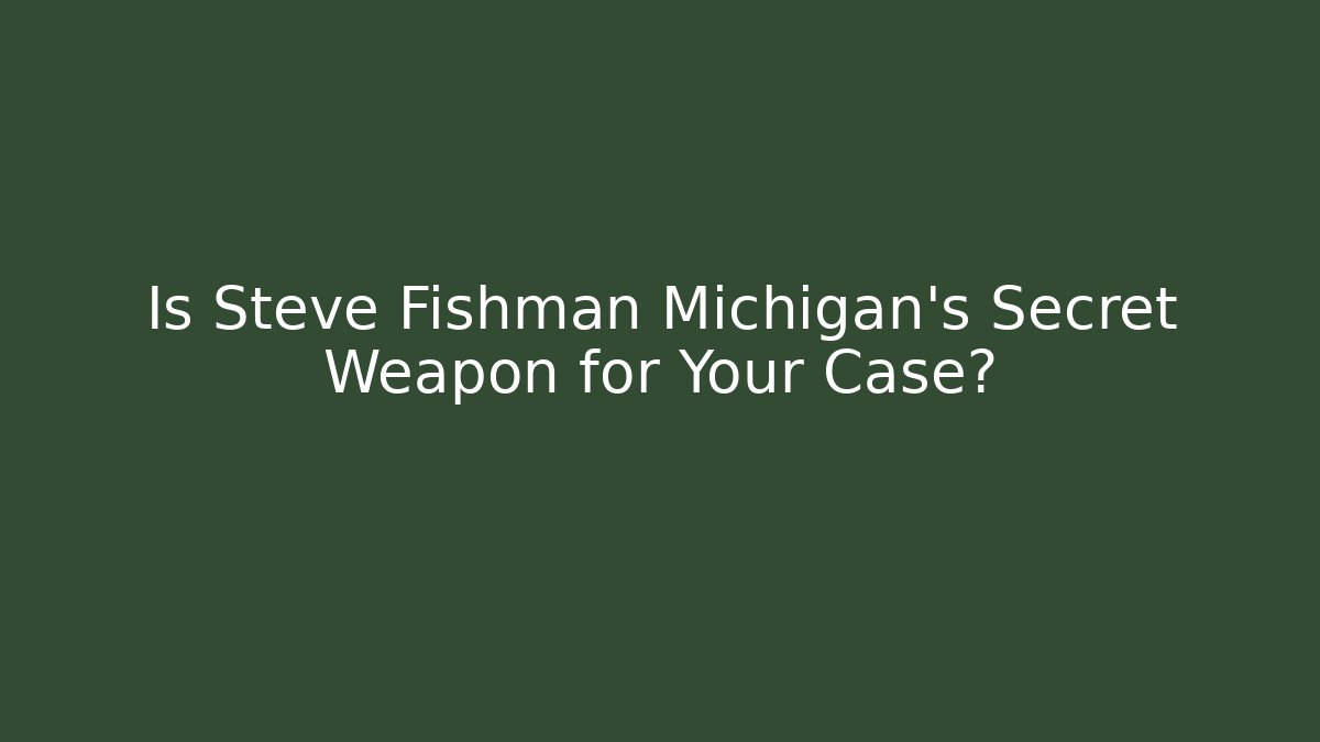 Is Steve Fishman Michigan's Secret Weapon for Your Case?