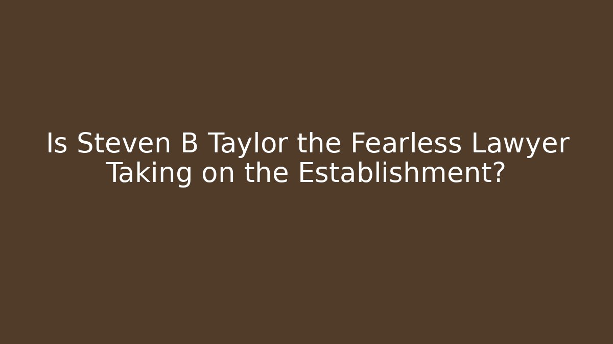 Is Steven B Taylor the Fearless Lawyer Taking on the Establishment?