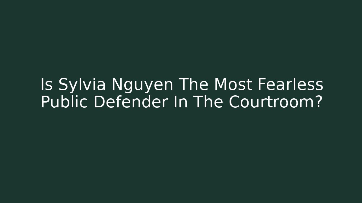 Is Sylvia Nguyen The Most Fearless Public Defender In The Courtroom?