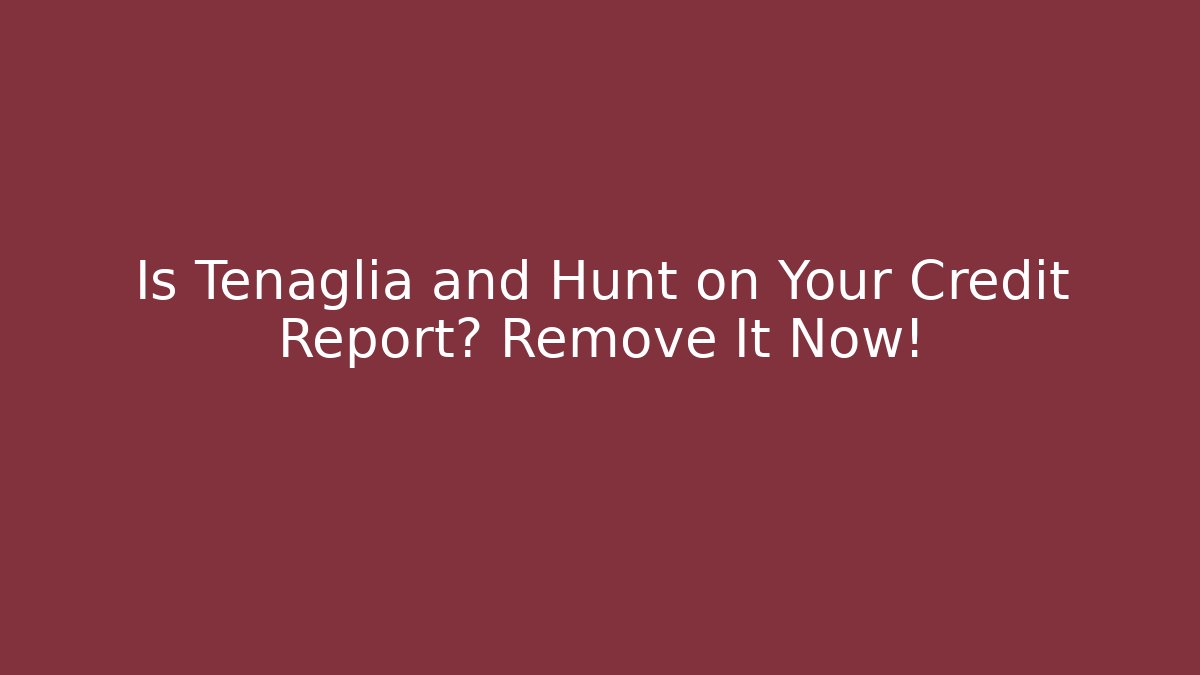 Is Tenaglia and Hunt on Your Credit Report? Remove It Now!
