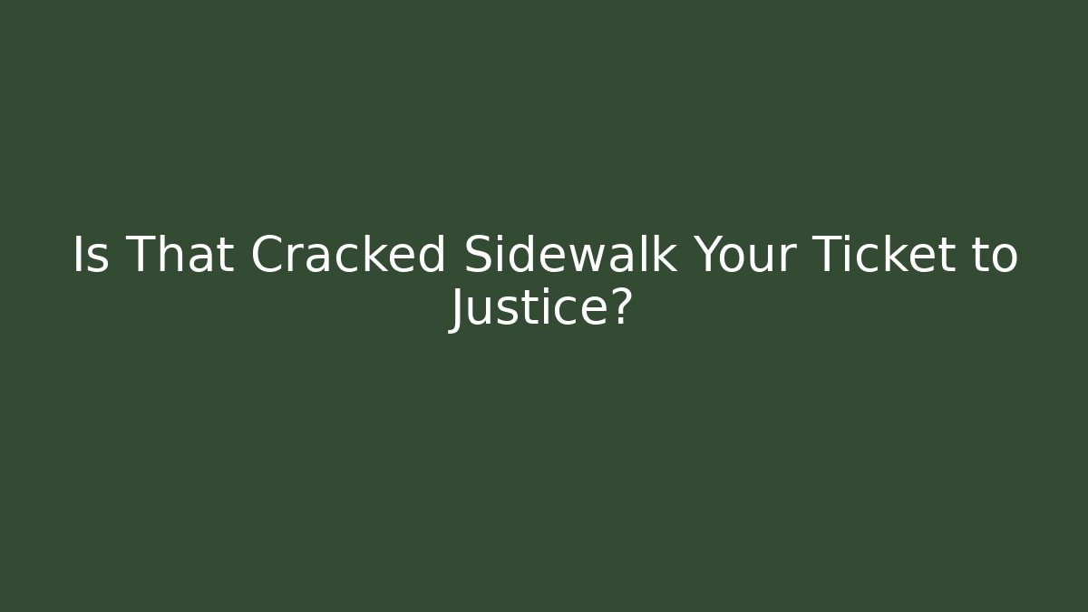 Is That Cracked Sidewalk Your Ticket to Justice?