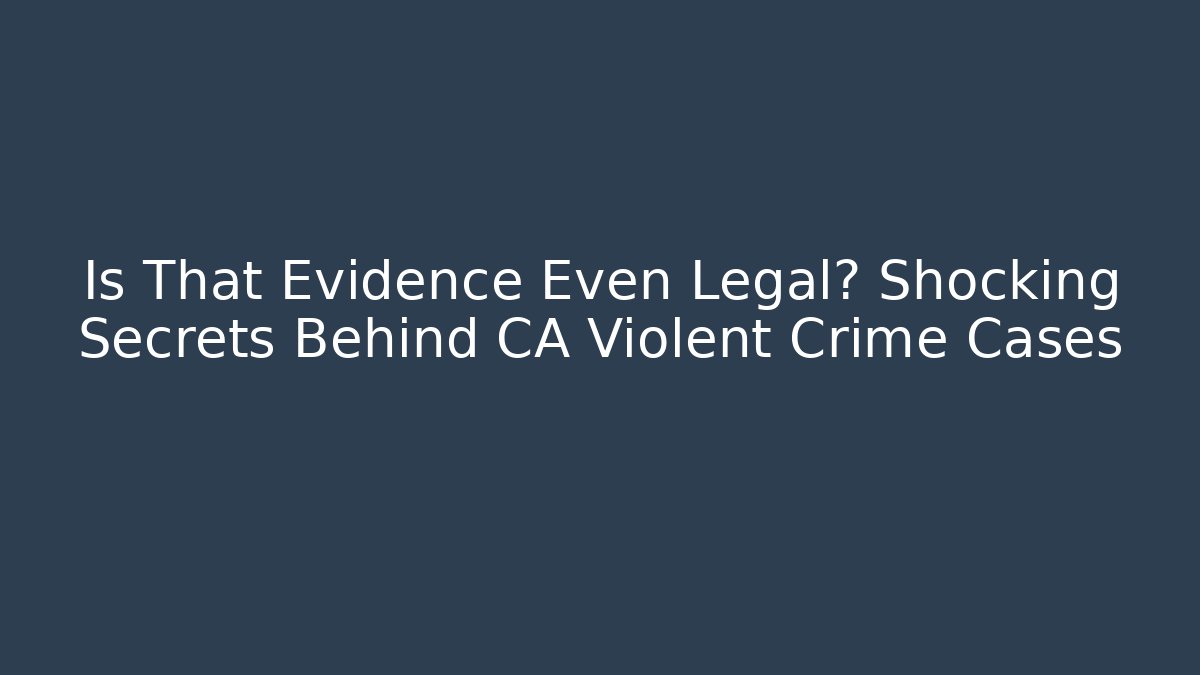 Is That Evidence Even Legal? Shocking Secrets Behind CA Violent Crime Cases - WealthxGroup