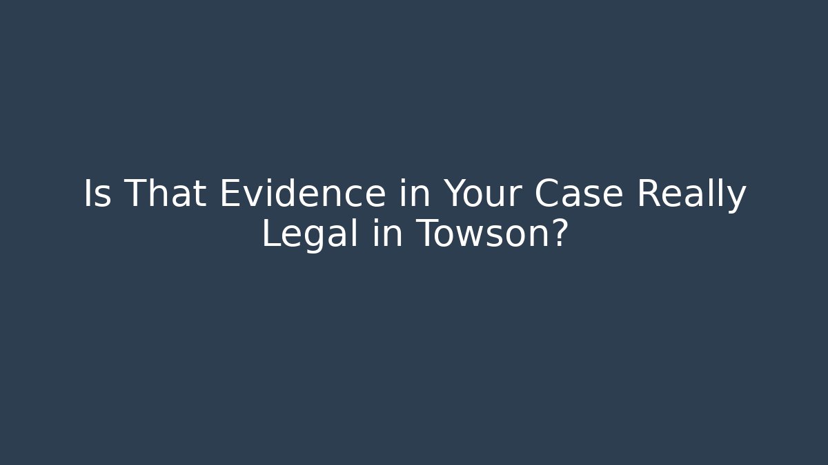 Is That Evidence in Your Case Really Legal in Towson?