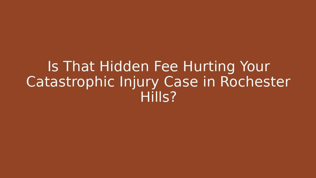 Is That Hidden Fee Hurting Your Catastrophic Injury Case in Rochester Hills?
