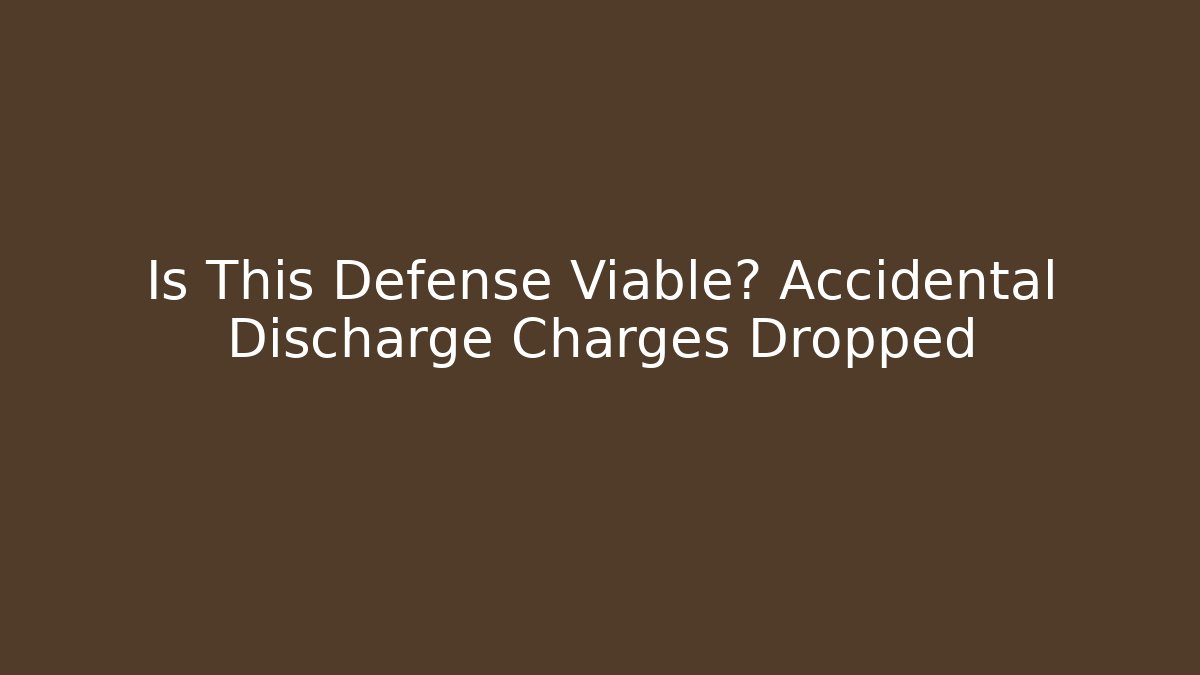 Is This Defense Viable? Accidental Discharge Charges Dropped - WealthxGroup