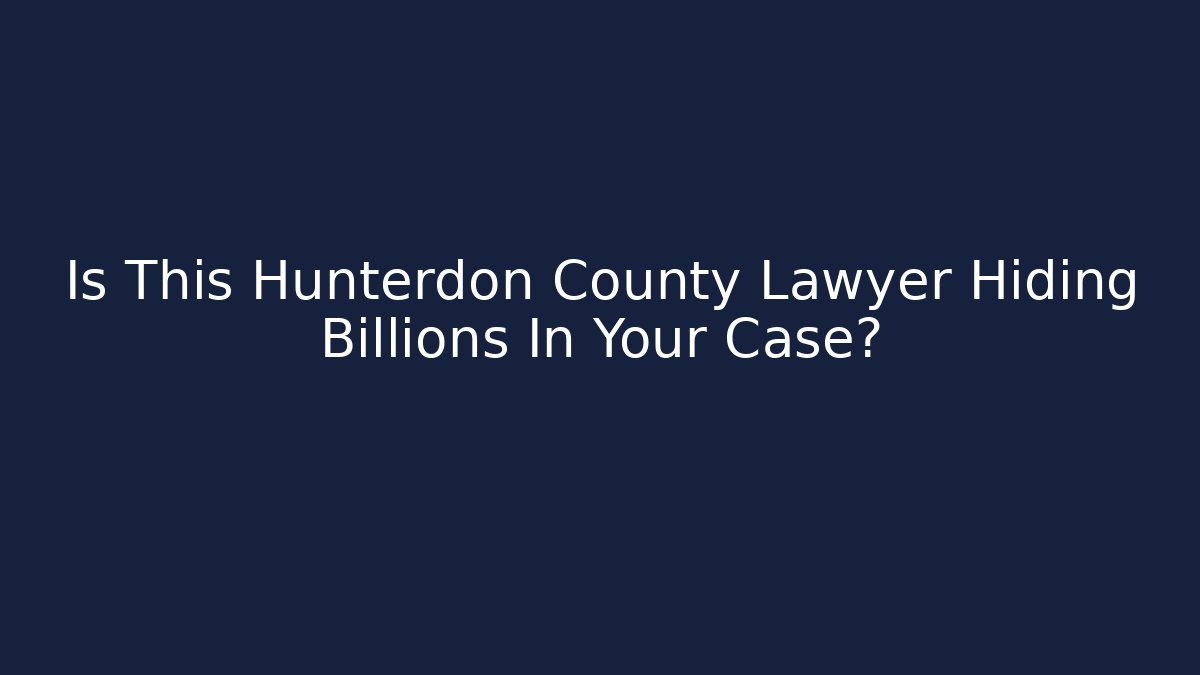 Is This Hunterdon County Lawyer Hiding Billions In Your Case?