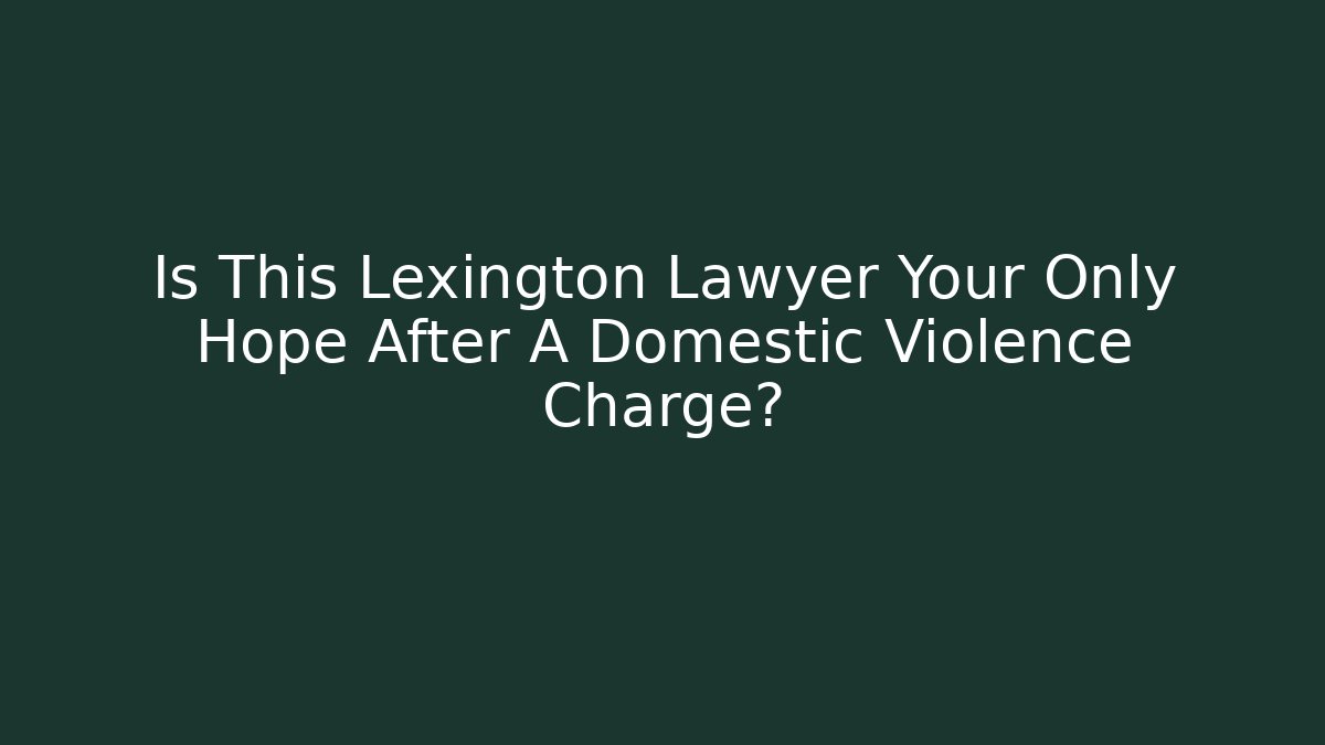 Is This Lexington Lawyer Your Only Hope After A Domestic Violence Charge?