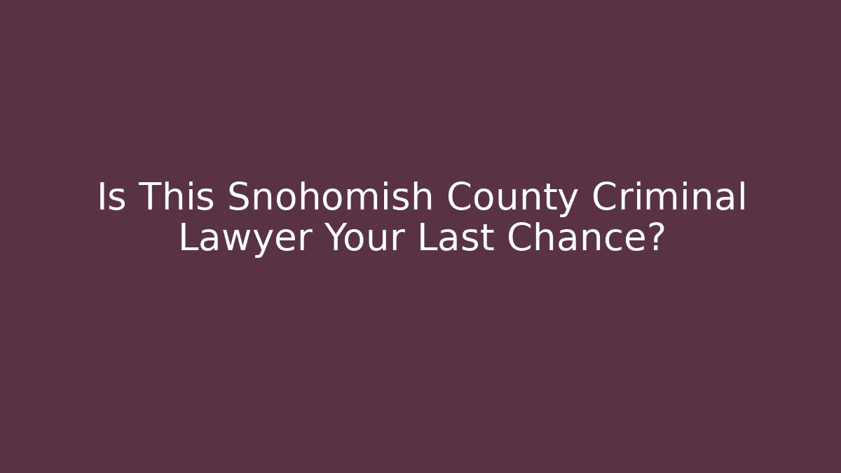 Is This Snohomish County Criminal Lawyer Your Last Chance?