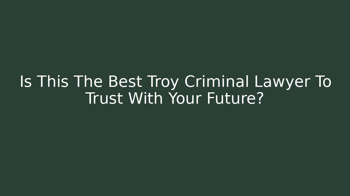 Is This The Best Troy Criminal Lawyer To Trust With Your Future?