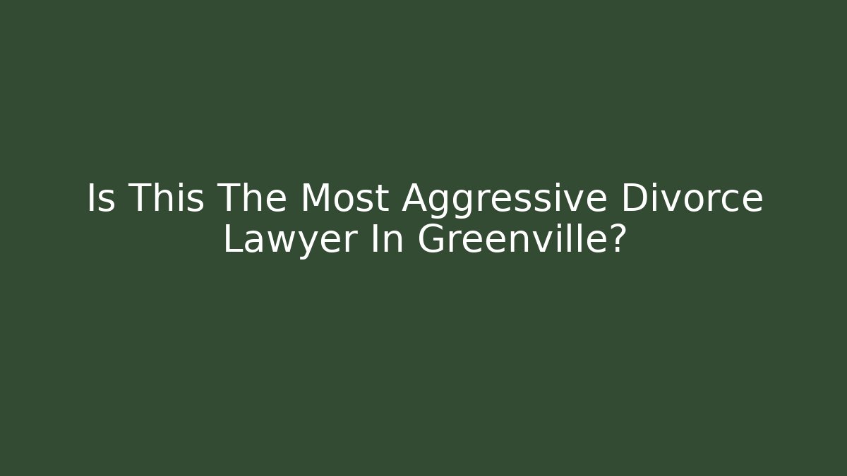 Is This The Most Aggressive Divorce Lawyer In Greenville?