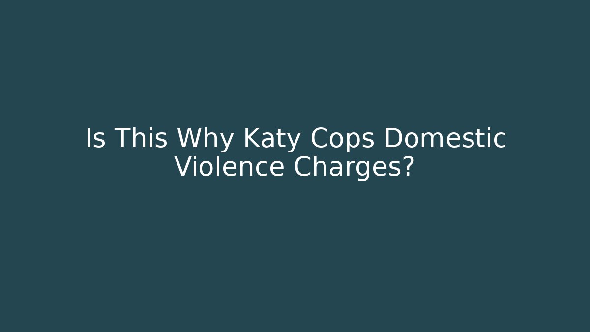 Is This Why Katy Cops Domestic Violence Charges?