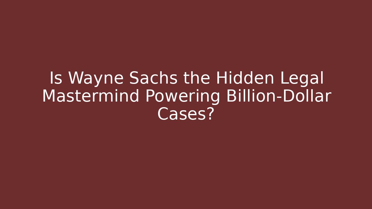 Is Wayne Sachs the Hidden Legal Mastermind Powering Billion-Dollar Cases? - WealthxGroup